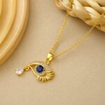 Evil Eye Stainless Steel Pendant Necklace with Blue Stone