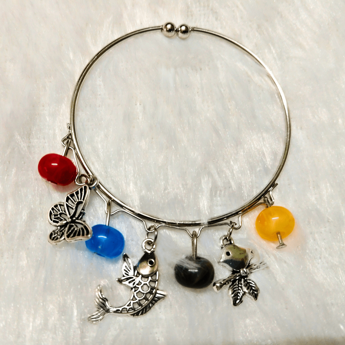Fish-nbutterfy.png Boho Charm Bangle Bracelet – Ocean & Nature Inspired (2) - Image 1