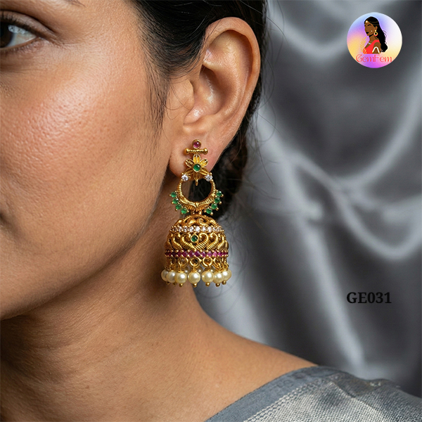GE031.jpg Matte Finish Jhumka – GE031 - Image 1