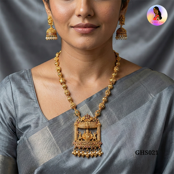 GHS021.jpg Lakshmi Long Haram Set – GHS021 - Image 1