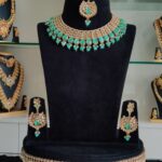Blue Stone Kundan Necklace Set For Rent