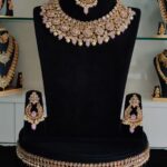 Light Pink Stone Kundan Necklace Set For Rent