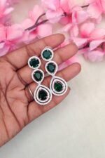 Dark Green Stone Earrings - Image 2