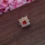 AD Square Shape Red Stone Finger Ring