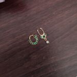 Gold Finish Pearl Hanging Green Nosepin