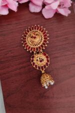Beautiful Peacock Designer Red Kemp Jadabillai