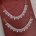 Beautiful Drop White Stone Designer Ear Chain