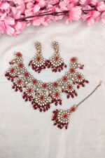 Amazing Maroon Kundan Necklace - Image 2
