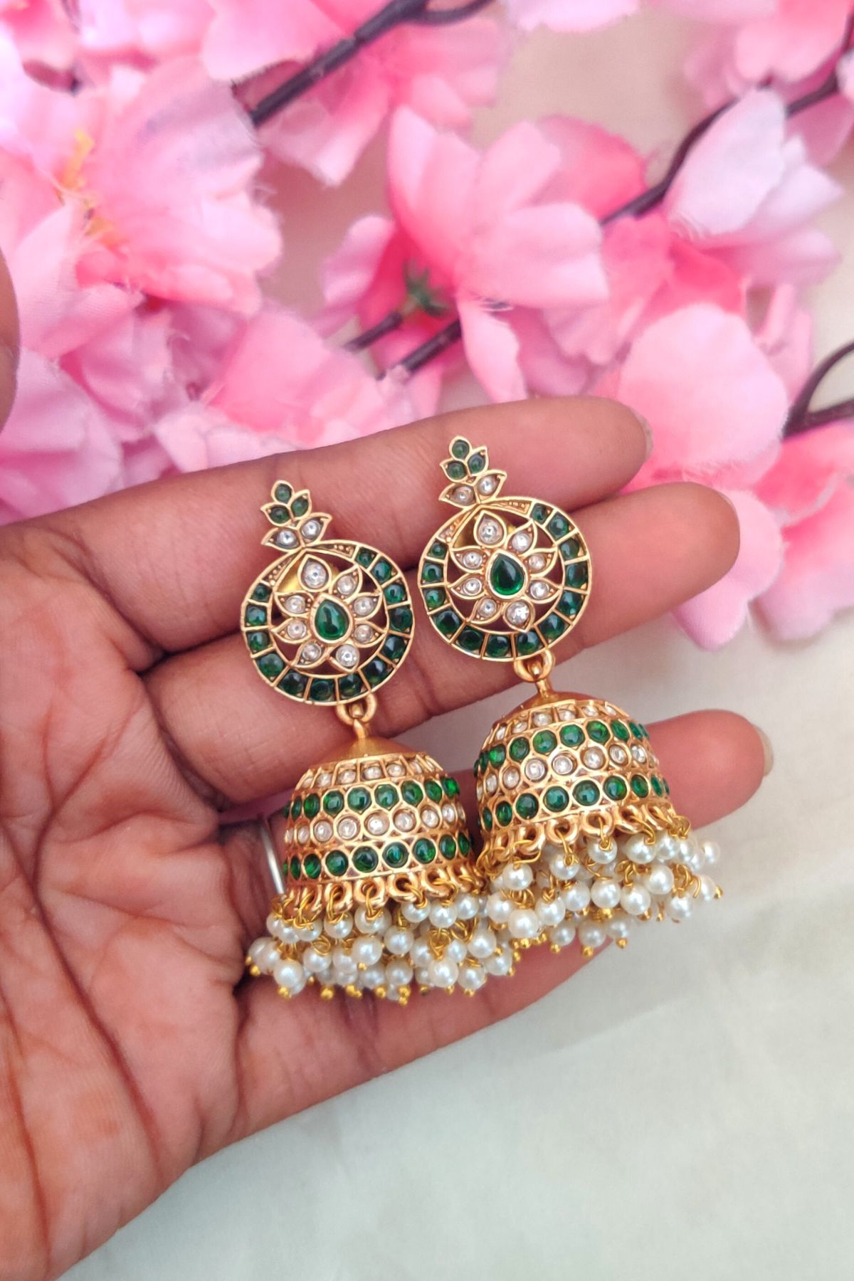 InShot_20250315_184408821-1.jpg Beautiful Green Stone Designer Jumkki - Image 1