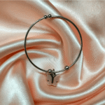Bangle Bracelet with Peach Butterfly Charm