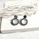 Pearl & Crystal Stud Earrings (Circle)
