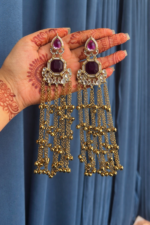 Niyati Long Kashmiri Ghungroo Earrings – Purple - Image 2