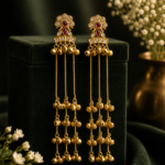 Dhara Kashmiri Long Ghungroo Earrings – Purple