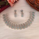 Sana American Diamond Choker Set – Sky Blue