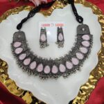 Oxidised Stone Set -Pink