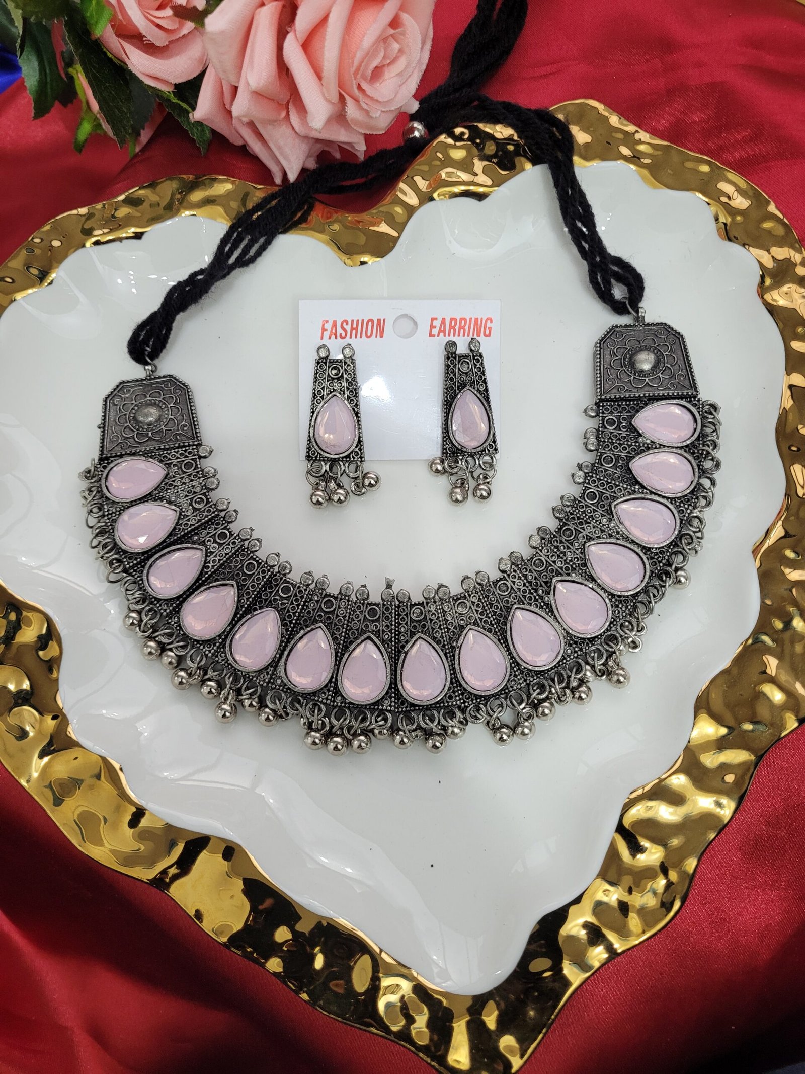 20240629_182852-scaled-1.jpg Oxidised Stone Set -Pink - Image 1