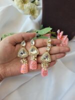 Anjali Kundan Set – Light Pink - Image 3