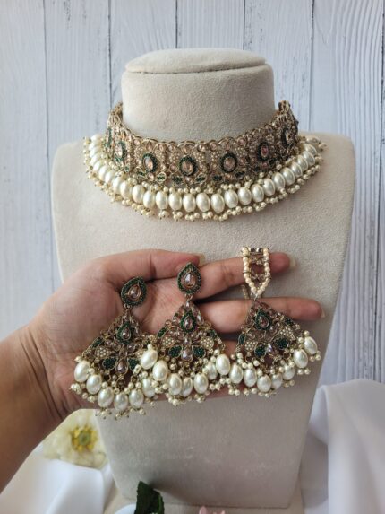 Premium Kundan Set – Green