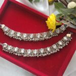 Stone Studded Silver Payal