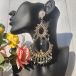 Raveena Long Chandbali – Black