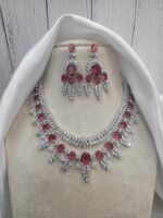 Kareena American Diamond Set – Ruby Red - Image 2