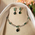 Jessica American Diamond Set – Dark Green