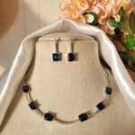 Priya Sleek American Diamond Set – Dark Blue
