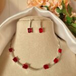 Priya Sleek American Diamond Set – Red