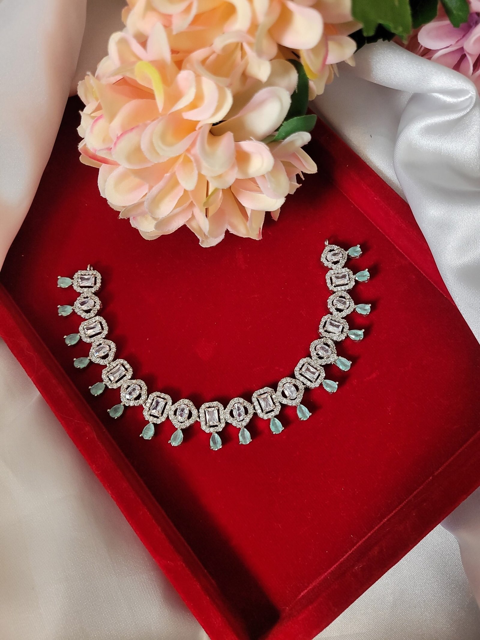 20250504_152917-scaled-1.jpg Shelly American Diamond Choker – Mint Green - Image 1