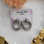 Silver Circular Looped Studs – Pattern 2