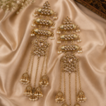 Fiza Kashmiri Long Pearl Earrings – Golden Antique Finish