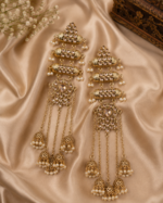 Fiza Kashmiri Long Pearl Earrings – Golden Antique Finish