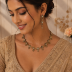 Vrindha American Diamond Set – Mehendi Polish White
