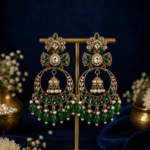 Anchal Kundan Earrings – Dark Green