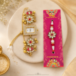 Anushka Rakhi Watch Combo for Brother and Bhabhi | Kashmiri Designer Bracelet Watch with Matching Rakhi