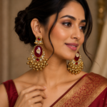 Zariya Kashmiri Long Dangler Earrings – Red