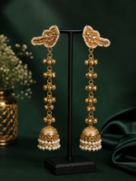 Zooni Kashmiri Pearl Jhumkas | Traditional Gold Pearl Earrings