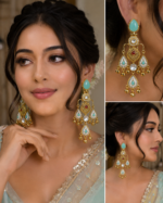 Ziya Kashmiri Chandbali Earrings – Light Blue - Image 2