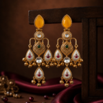 Ziya Kashmiri Chandbali Earrings – Yellow