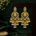 Nikita Kundan Earrings with Crystal Danglers – Yellow
