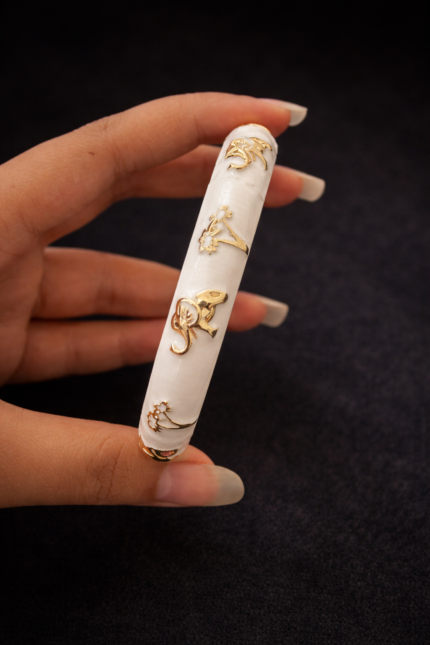 Elephant Enamel Bracelet – White