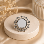 Round Mirror Oxidised Ring