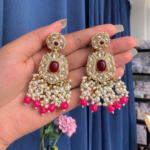 Simran Kundan Earrings – Dark Pink
