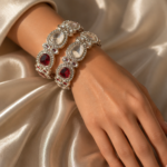Kundan Silver Kada – Set of 2