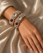 Kundan Silver Kada – Set of 2