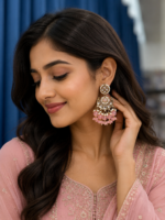 Seerat Kundan Earrings – Light Pink