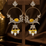 Smita Peacock Chandbali Earrings – Yellow