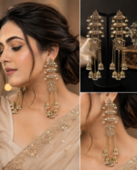 Fiza Kashmiri Long Pearl Earrings – Golden Antique Finish - Image 2