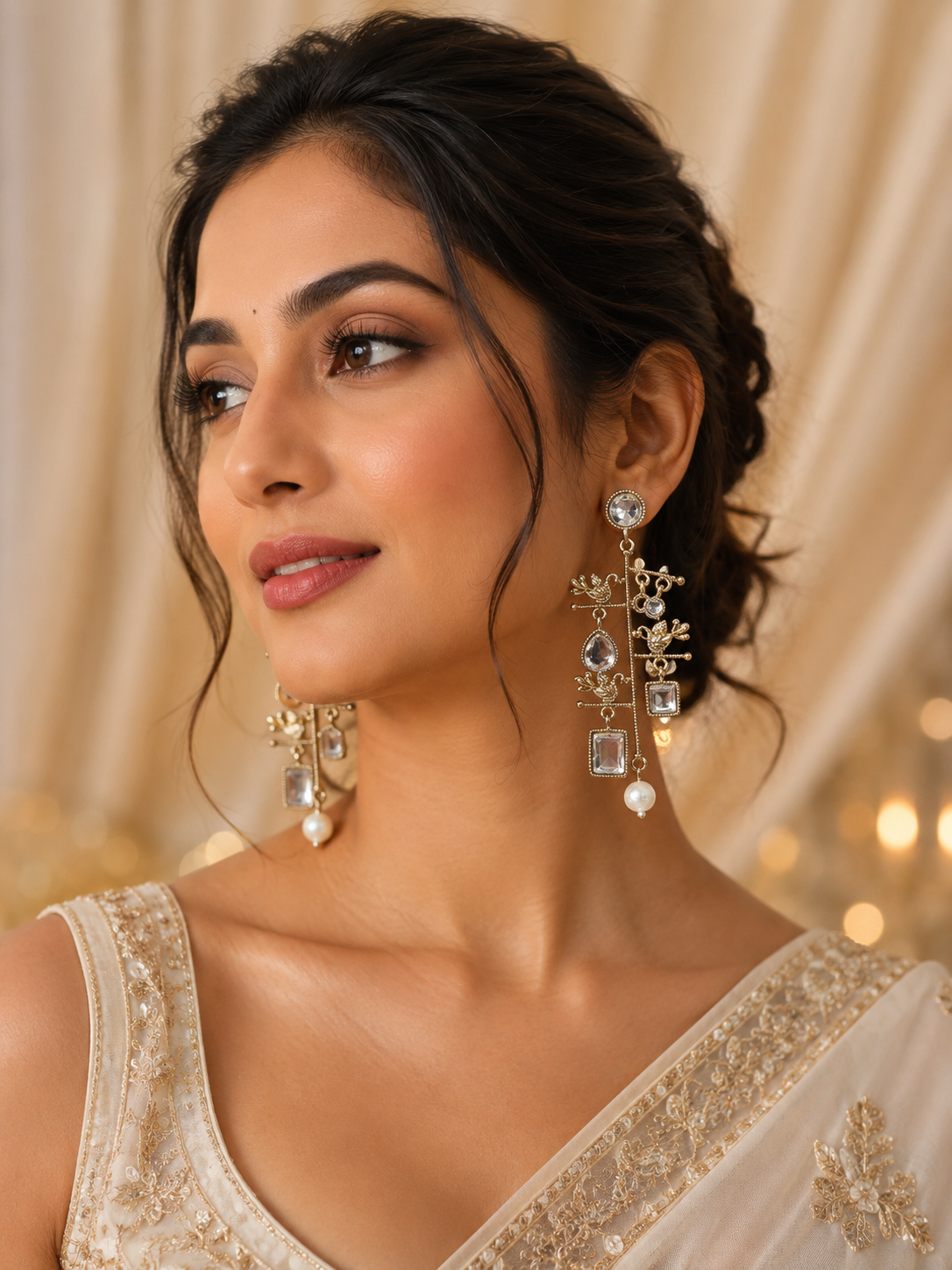 6c70099c-7141-4406-ad94-58d2678562c0.png Ahalya Kundan Dangler Earrings - Image 1