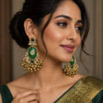Zariya Kashmiri Long Dangler Earrings – Dark Green